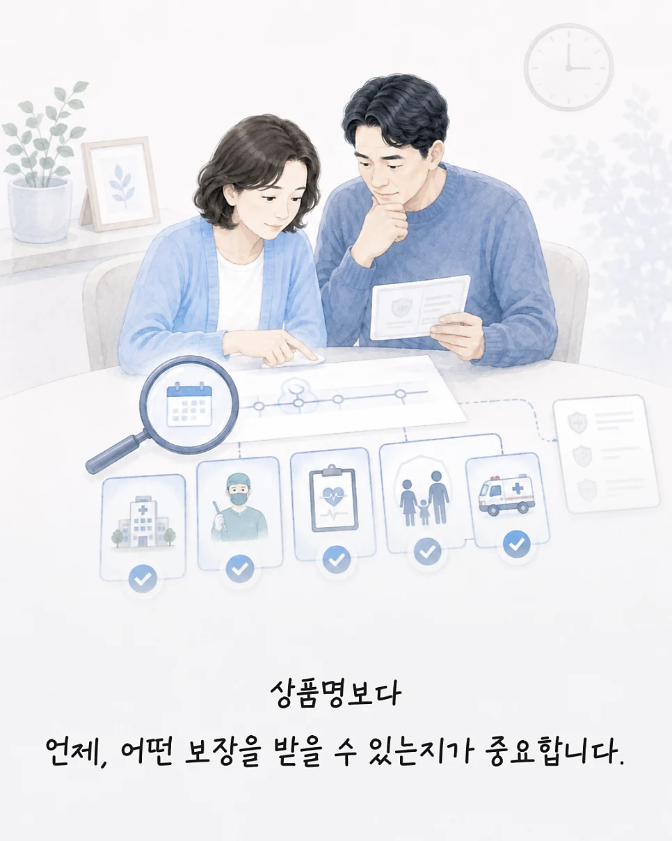 상품명보다 보장을 받을 수 있는 시점과 상황 점검