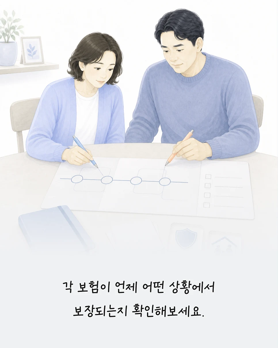 각 보험이 보장하는 시점과 상황 확인
