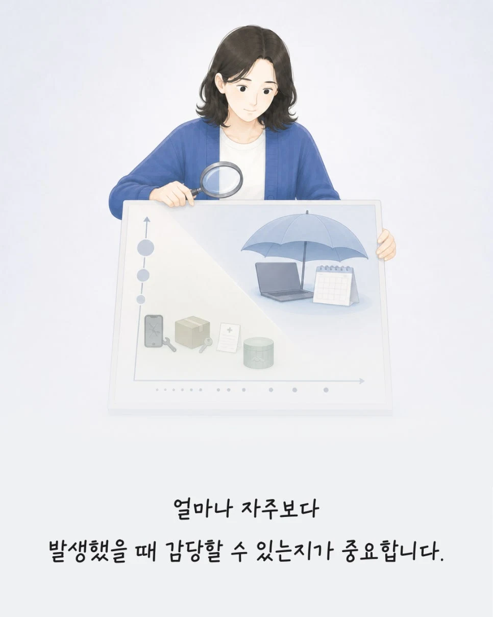 위험의 빈도와 발생 시 감당할 수 있는 금액 점검