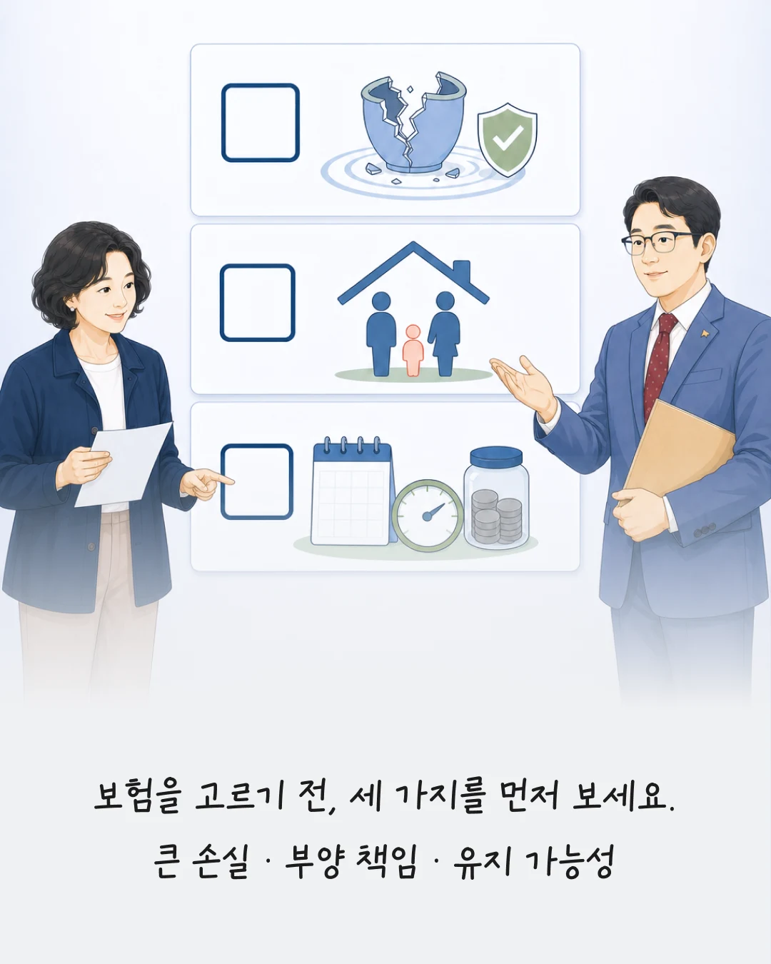 보험을 고르기 전 큰 손실, 부양 책임, 유지 가능성을 확인하는 체크리스트