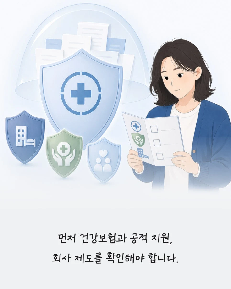건강보험과 공적 지원, 회사 제도 확인